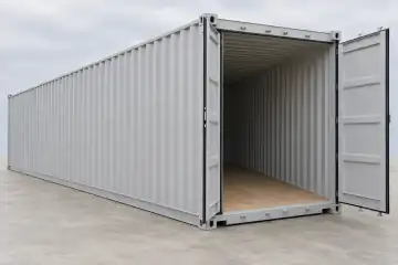 Ilustración de un contenedor de 40 pies High Cube de un solo viaje con acabado conservado